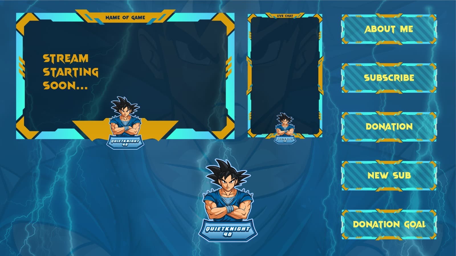 Digital creator packs featuring blue stream overlay layout.