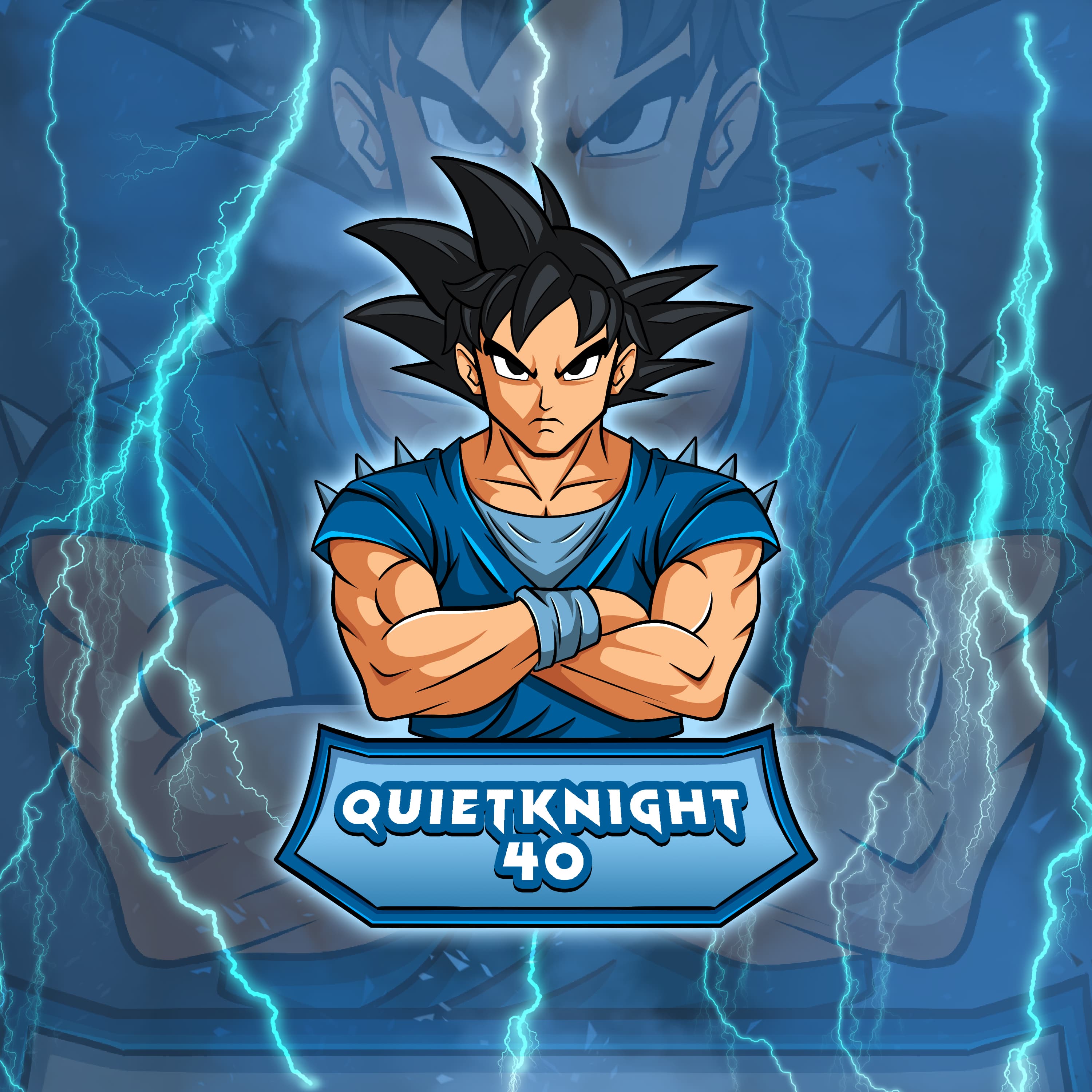 Fan art Dragon Ball-style Super Saiyan fighter, Quietknight40 wordmark