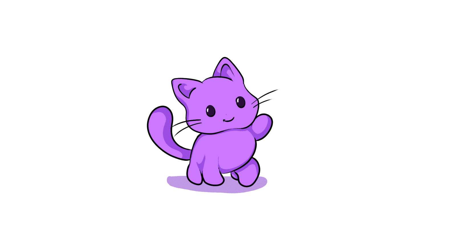Digital creator packs featuring purple cat mascot animation.