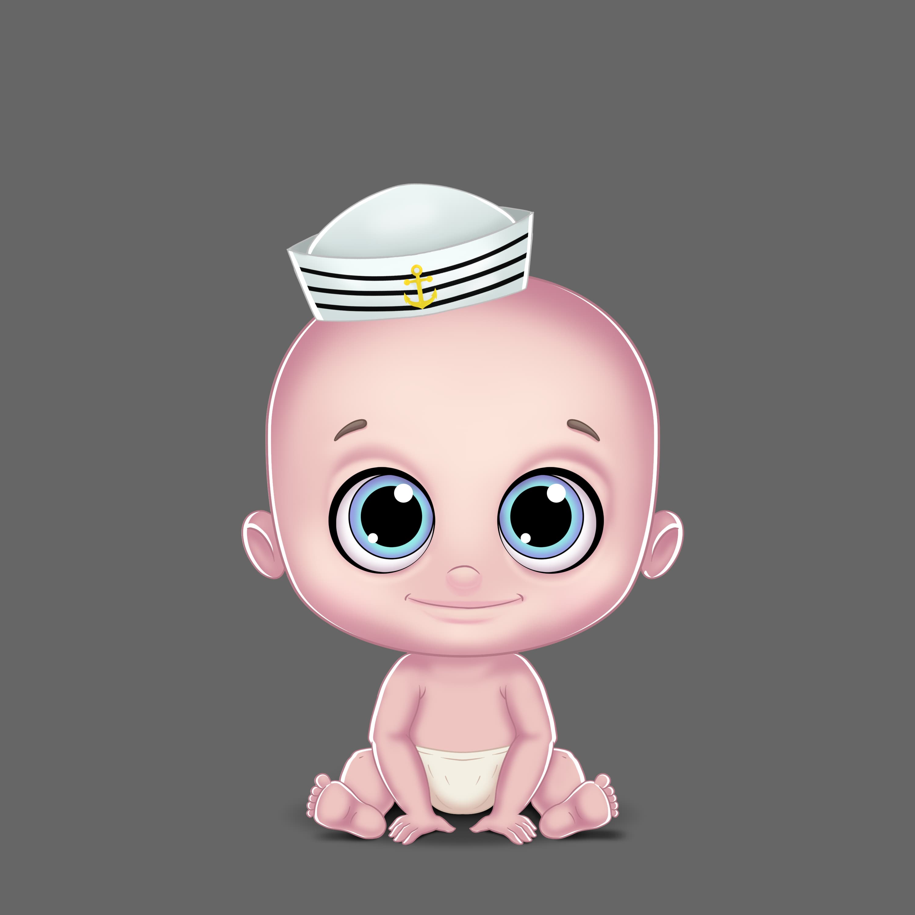 Digital 3d art featuring 3D baby character in sailor outfit.