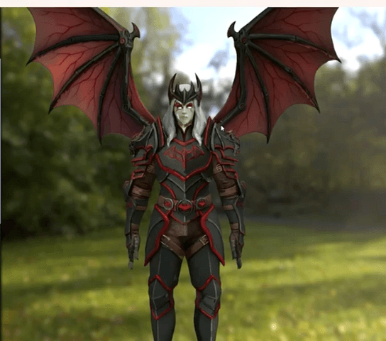 3D Artwork portfolio piece featuring a red winged demon character render.