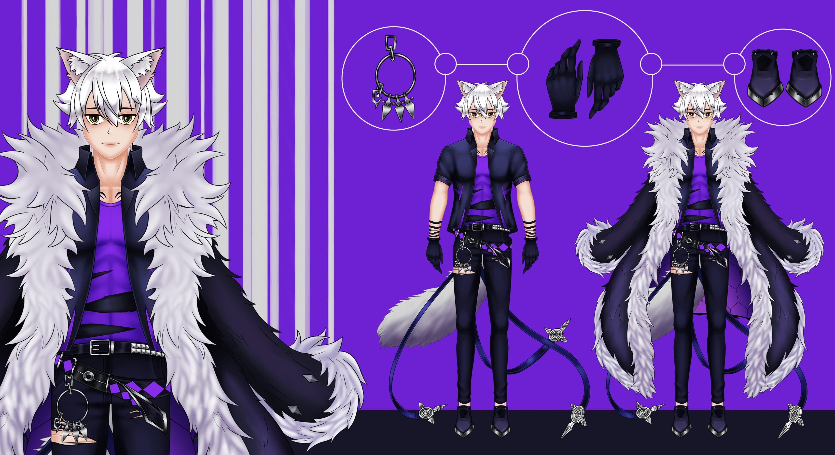 Digital characters featuring fox d character reference sheet.